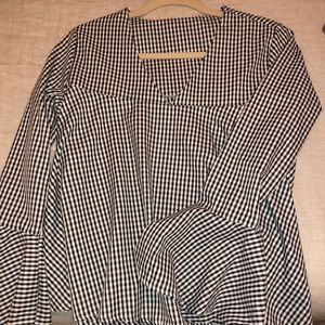 Long sleeve gingham blouse